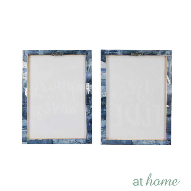 Set of 2 Blue Abstract & Statement Canvas Wall Art Decor