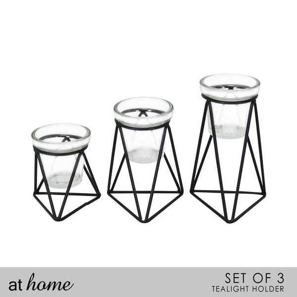 Deluxe Sarai Set of 3 Metal Candle Holder