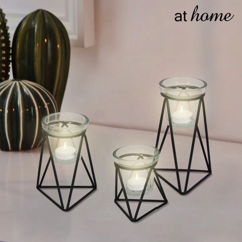 Deluxe Sarai Set of 3 Metal Candle Holder