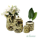 Deluxe Golden Ceramic Flower Vase w/ Cover