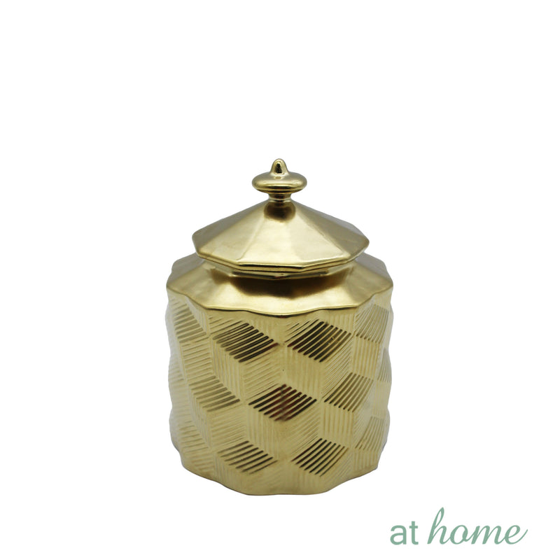 Deluxe Golden Ceramic Flower Vase w/ Cover