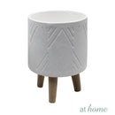 Yasmine Cement Decorative Planter w/ Wooden Stand