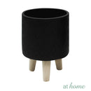 Yasmine Cement Decorative Planter w/ Wooden Stand