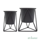 [SALE] Grace Metal Planter w/ Pot and Geometric Base