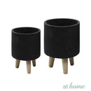 Ysabel Cement Decorative Planter w/ Wooden Stand