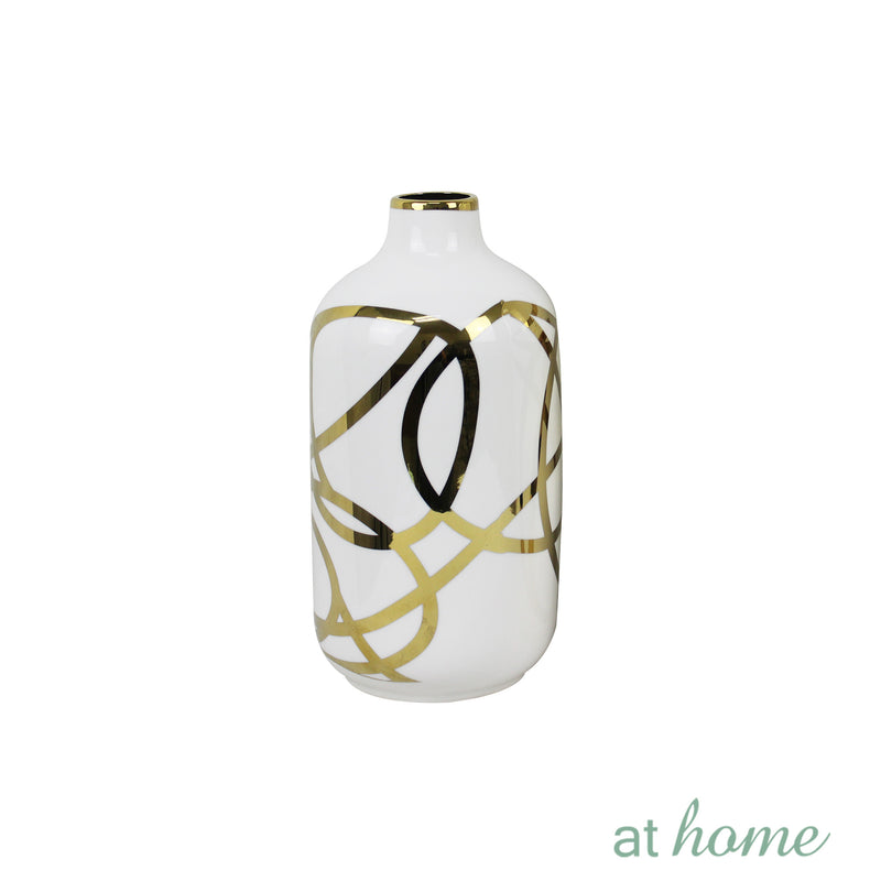 Deluxe Shine Ceramic Flower Vase w/ Gold Accent
