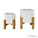 Yeisha Ceramic Decorative Planter w/ Wooden Stand