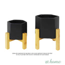 Yeisha Ceramic Decorative Planter w/ Wooden Stand