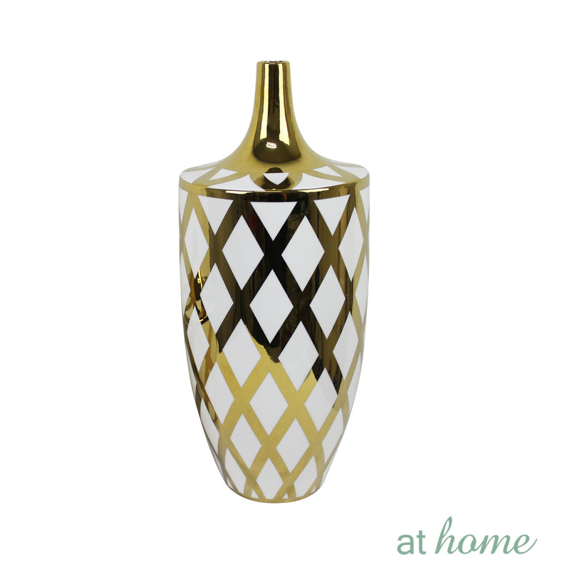 Deluxe Serge Ceramic Flower Vase w/ Gold Accent