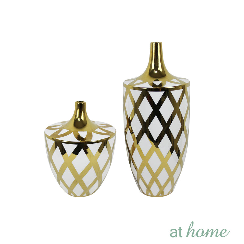 Deluxe Serge Ceramic Flower Vase w/ Gold Accent