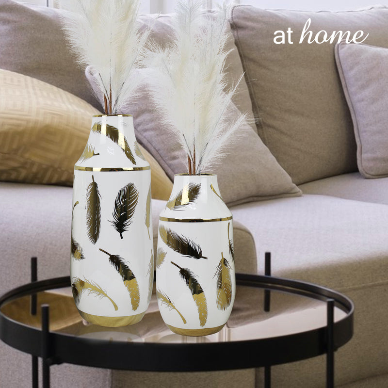 Deluxe Simone Ceramic Flower Vase w/ Gold Accent