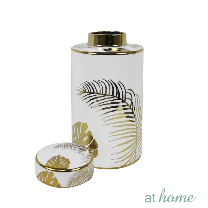 Deluxe Solen Ceramic Flower Vase w/ Gold Accent