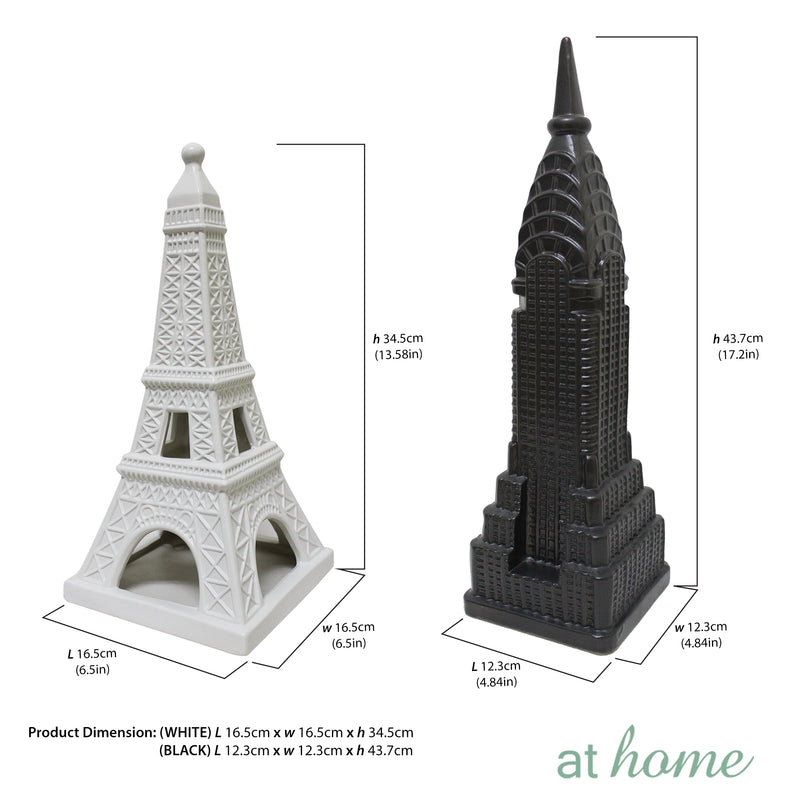 Deluxe Empire State & Eiffel Tower Ceramic Tabletop Decor