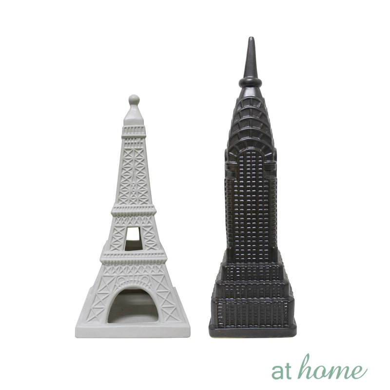 Deluxe Empire State & Eiffel Tower Ceramic Tabletop Decor