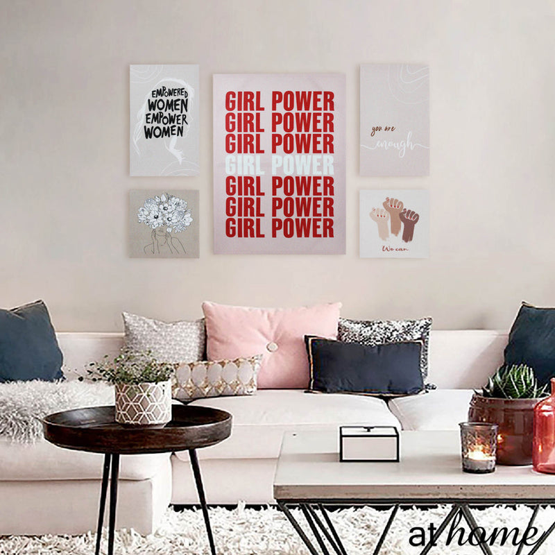 Set of 5 Girl Power Canvas Frame Set