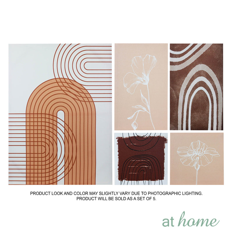 Set of 5 Brown Abstract Canvas Frame Set