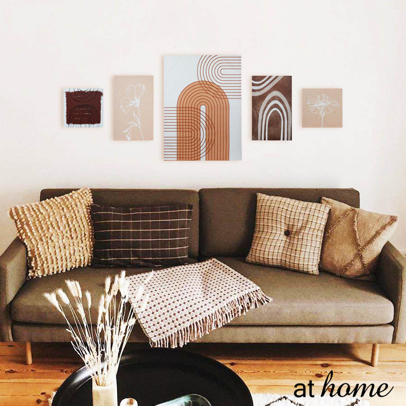 Set of 5 Brown Abstract Canvas Frame Set