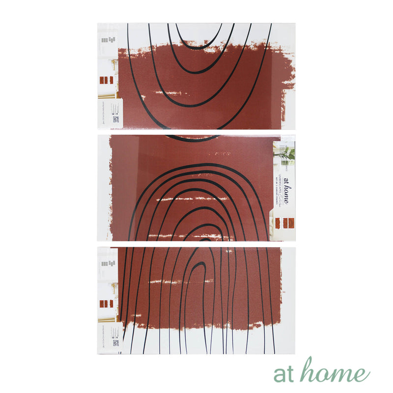 Set of 3 Caramel Abstract Canvas Wall Art