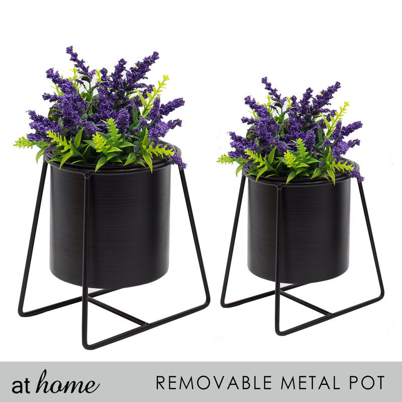 Succulent Metal Planter w/ Stand and Pot