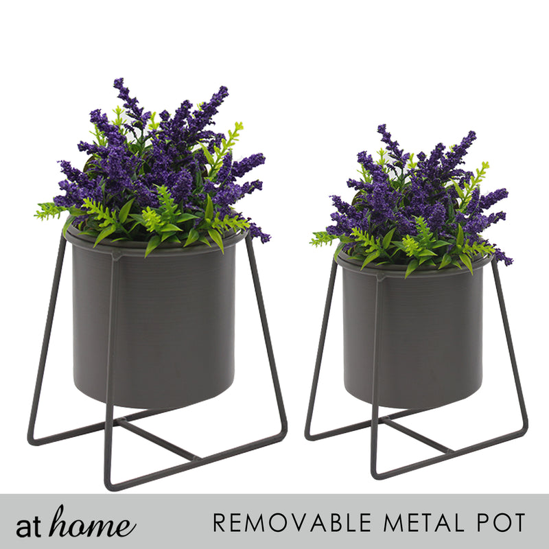 Succulent Metal Planter w/ Stand and Pot