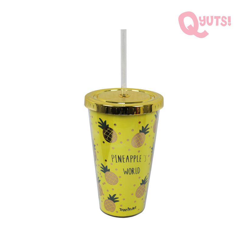 Pineapple World Tumbler With Cover and Straw