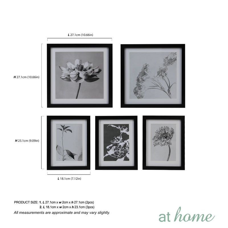 Flower Portrait Wall Frame Set of 5