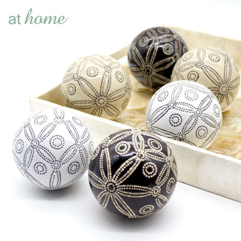 Ceramic Sphere Floral Design Decor Ball - Sunstreet