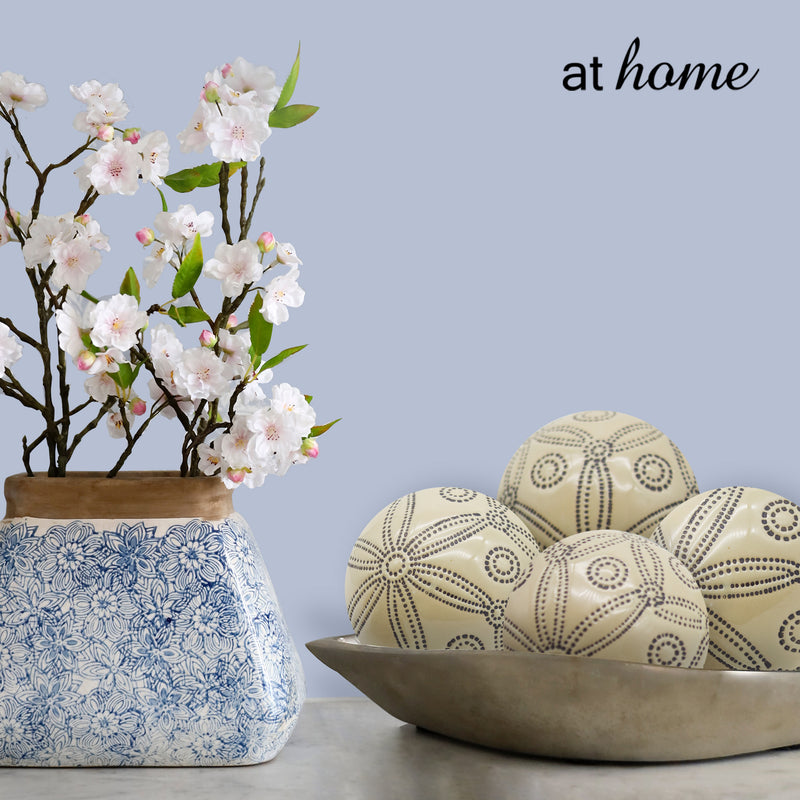 Ceramic Sphere Floral Design Decor Ball - Sunstreet