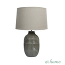 Deluxe Lined Pattern Ceramic Table Lamp with Linen Shade
