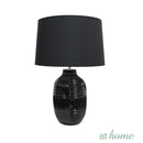 Deluxe Lined Pattern Ceramic Table Lamp with Linen Shade