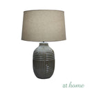 Deluxe Lined Pattern Ceramic Table Lamp with Linen Shade
