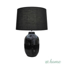 Deluxe Lined Pattern Ceramic Table Lamp with Linen Shade