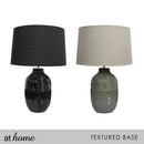 Deluxe Lined Pattern Ceramic Table Lamp with Linen Shade