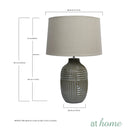 Deluxe Lined Pattern Ceramic Table Lamp with Linen Shade