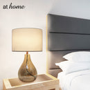 Deluxe Glaer 19 Inches Glass Table Lamp w/ Linen Shade