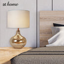 Deluxe Glee Glass Table Lamp w/ Linen Shade
