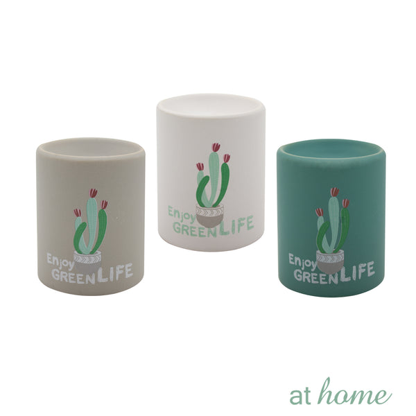 Green Life Cylinder Shape Ceramic Oil Burner - Sunstreet