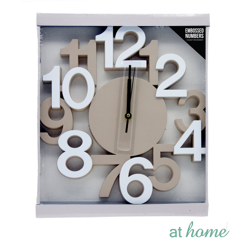 Stylish Silent Wall Clock With Embossed Numbers - Sunstreet