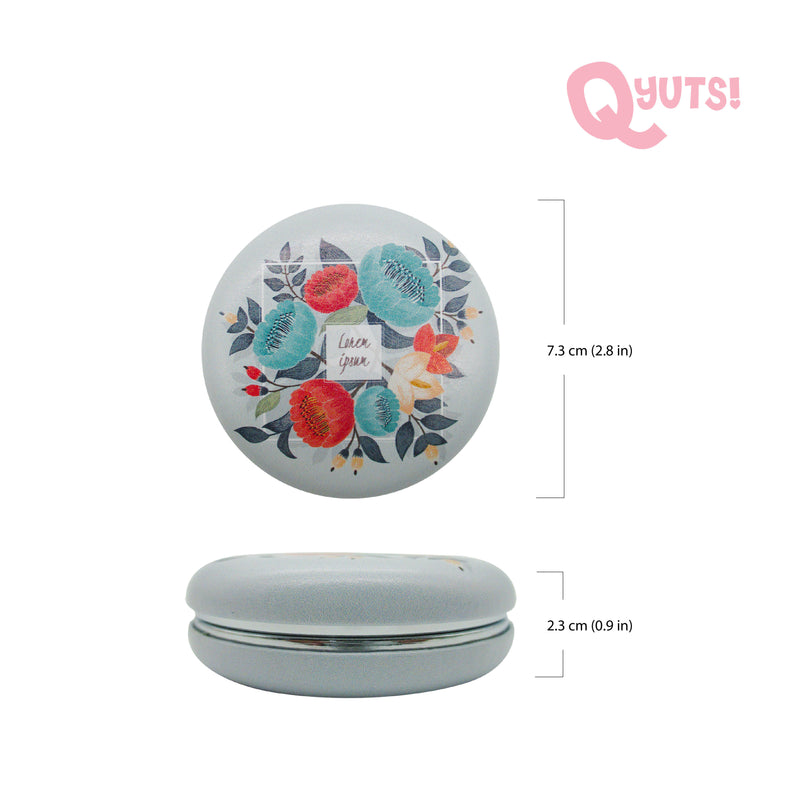 Floral Two Way Compact Mirror with Leather Cover[RANDOM DESIGN]
