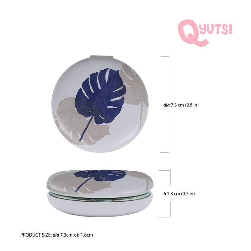 Tropical Leaves Two Way Compact Mirror w/ Leather Cover[RANDOM DESIGN]
