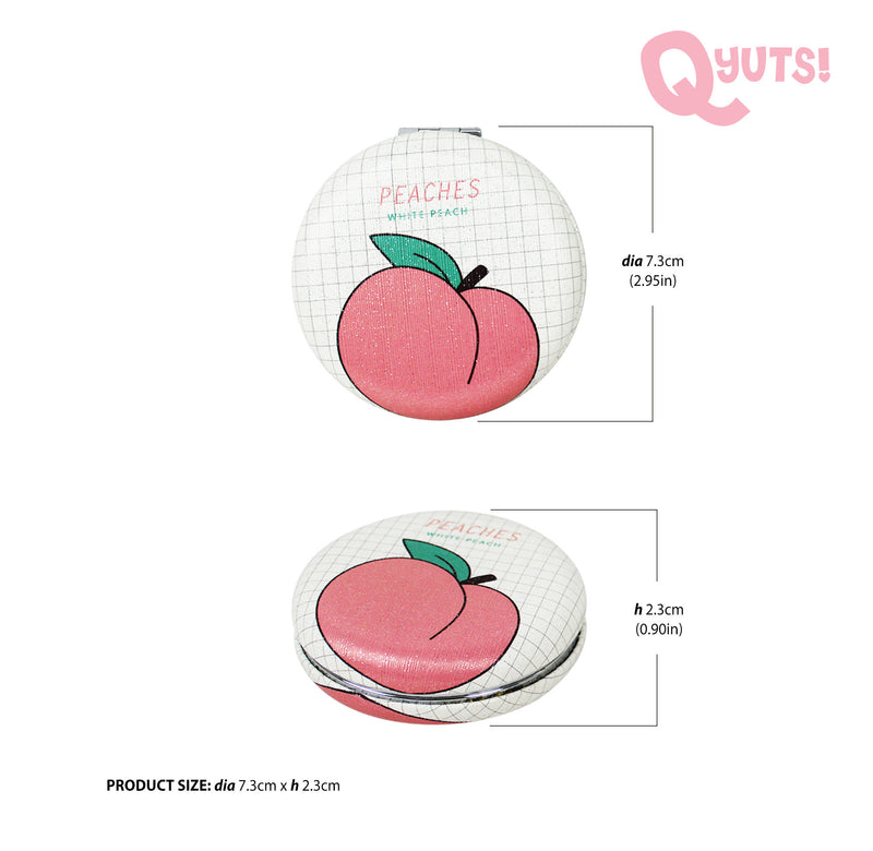 Peaches Two Way Compact Mirror with Leather Cover [Random Design]