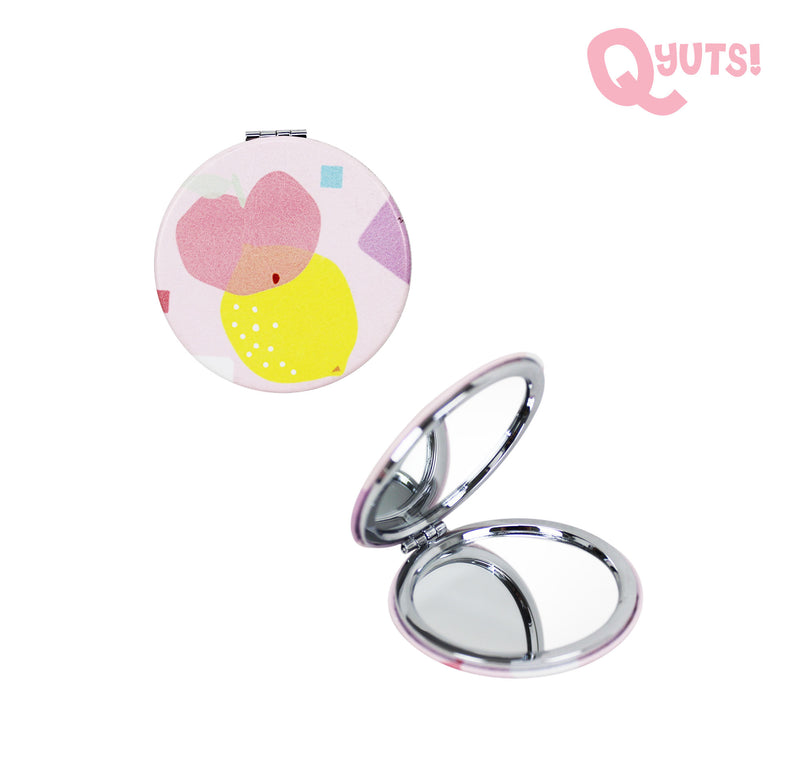 Geo Fruits Two Way Compact Mirror w/ Leather Cover [Random Design]