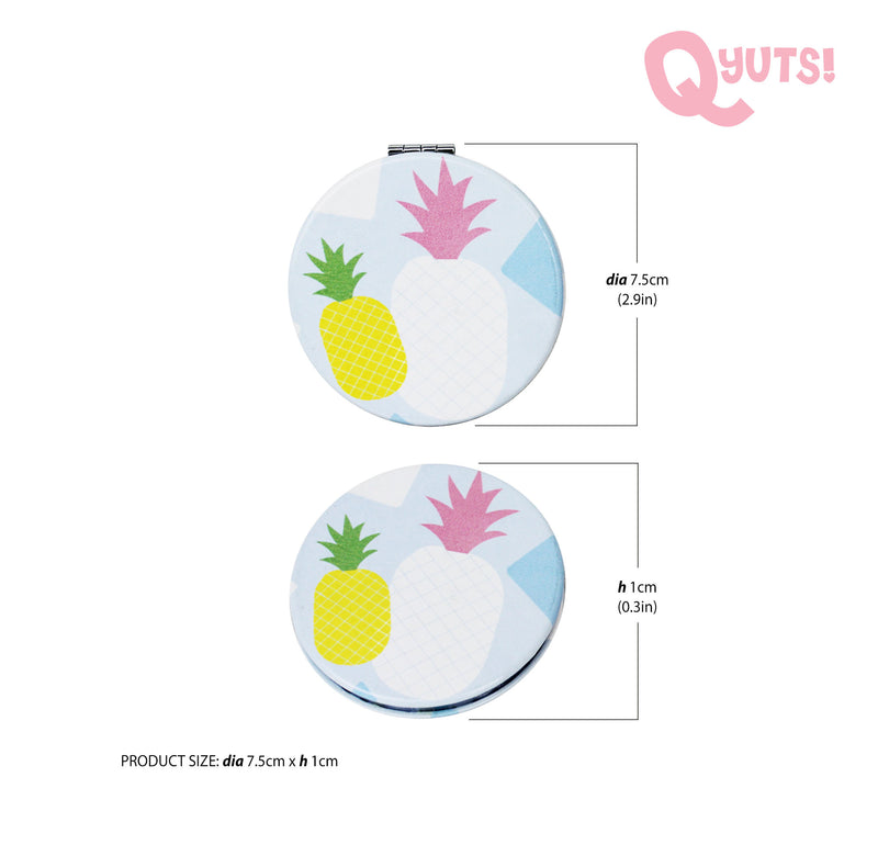Geo Fruits Two Way Compact Mirror w/ Leather Cover [Random Design]