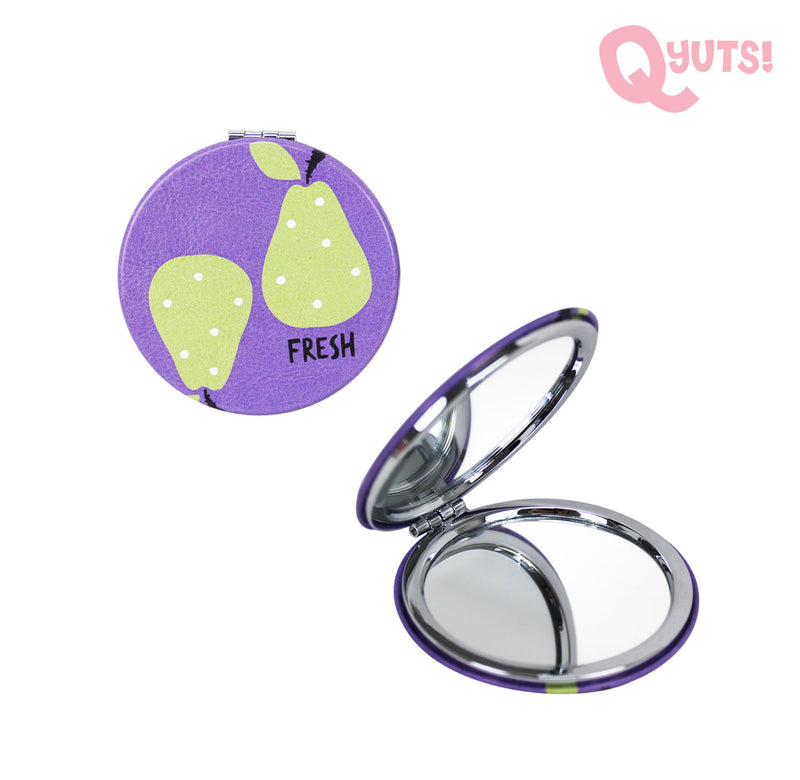 Fresh Fruits Two Way Compact Mirror w/ Leather Cover[Random Design]