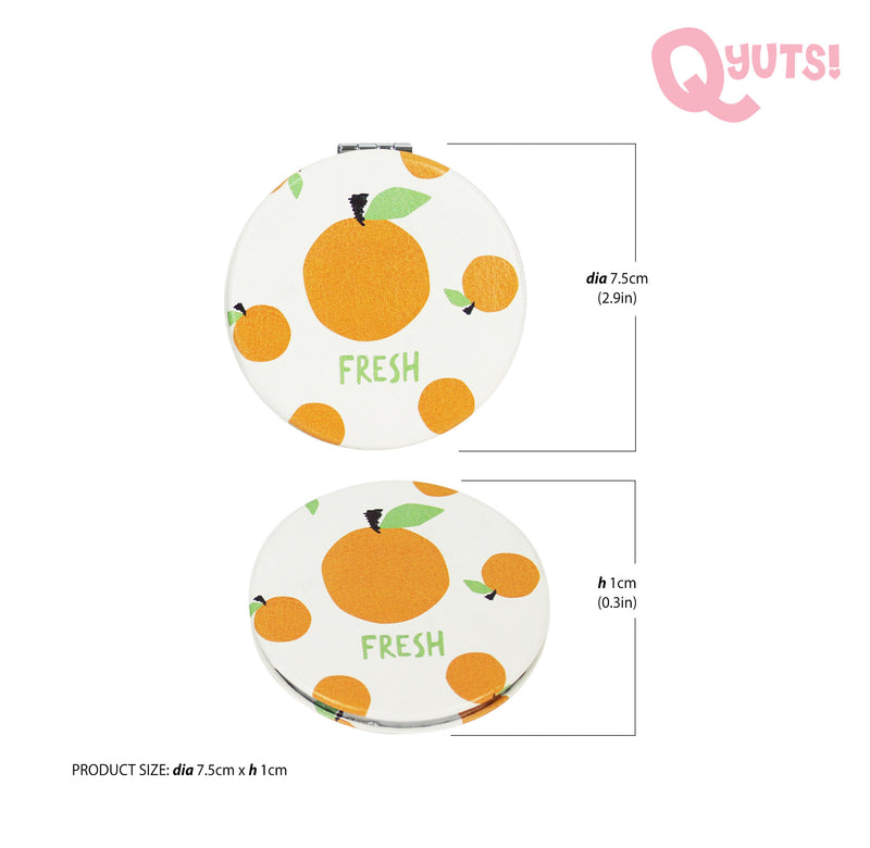 Fresh Fruits Two Way Compact Mirror w/ Leather Cover[Random Design]