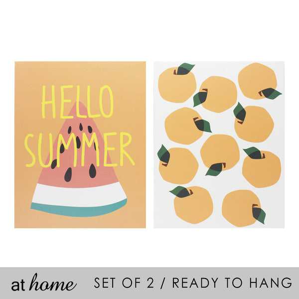 Set of 2 Hello Summer Fruits Canvas Wall Art