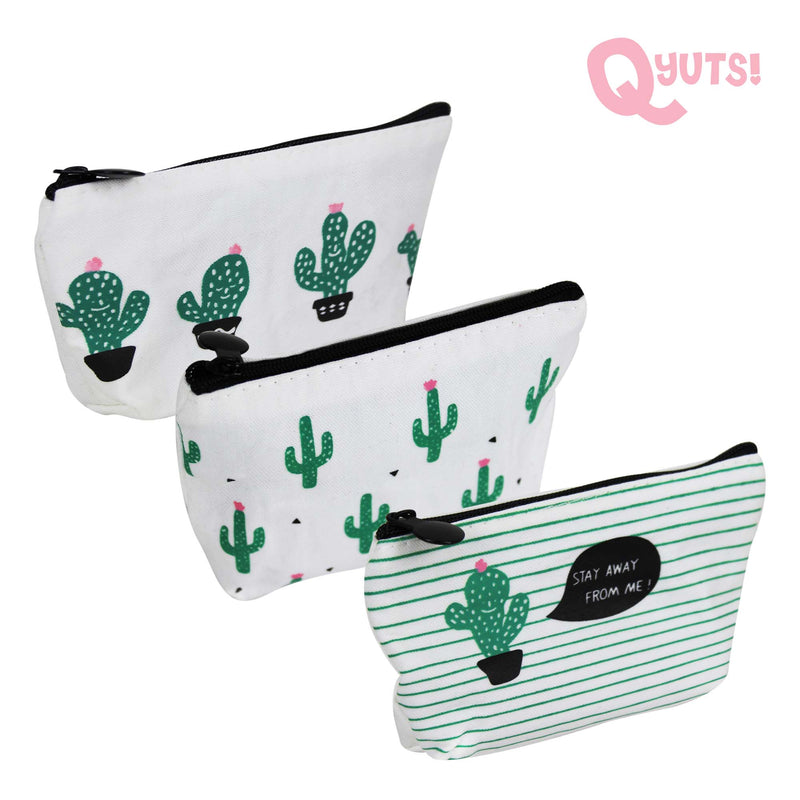 Cactus Coin Purse with Zipper Canvas Fabric[RANDOM DESIGN]