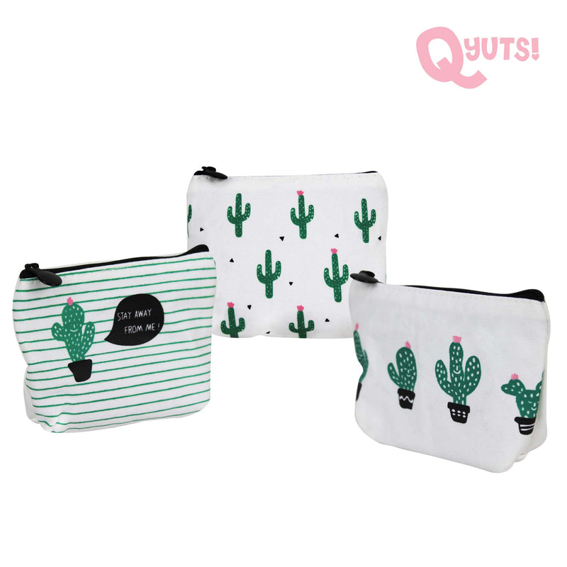 Cactus Coin Purse with Zipper Canvas Fabric[RANDOM DESIGN]