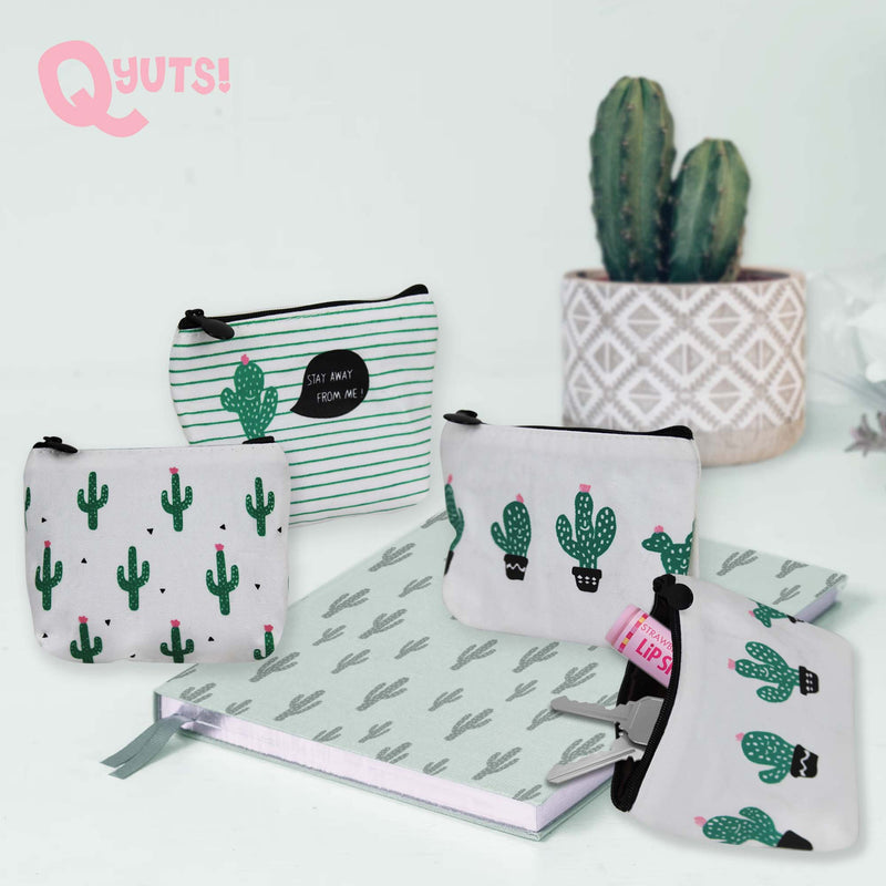 Cactus Coin Purse with Zipper Canvas Fabric[RANDOM DESIGN]