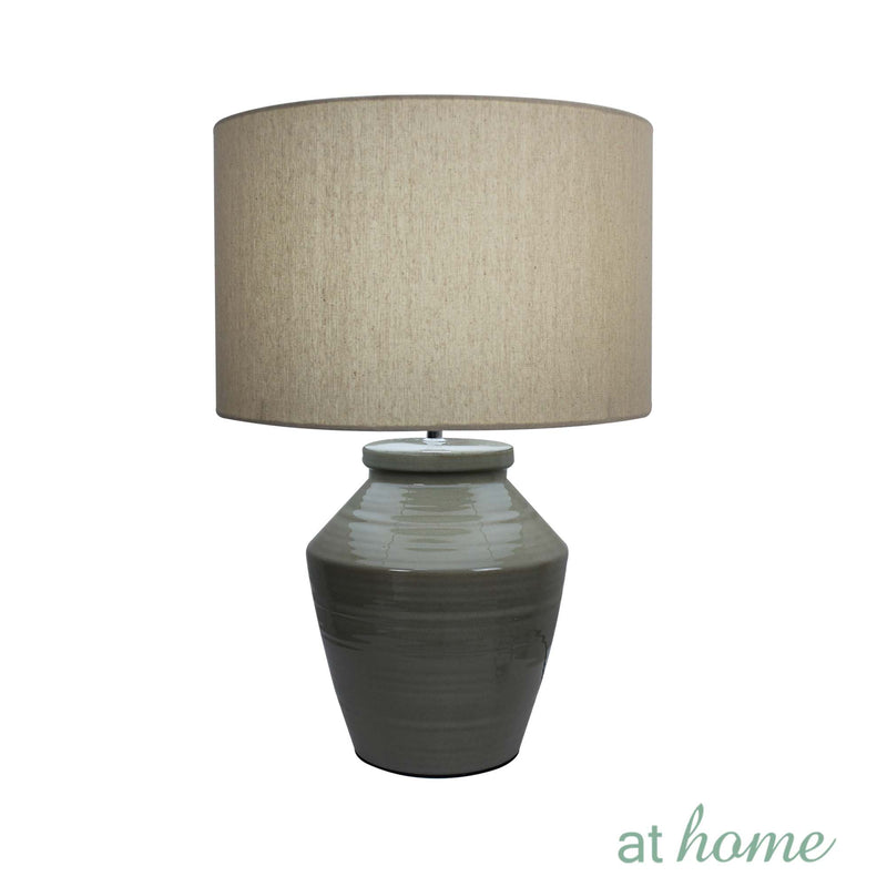 Deluxe Arena 24 Inches Ceramic Table Lamp with Linen Shade